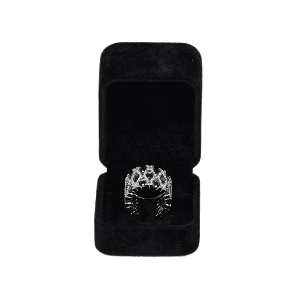 Velvet ring box black jewellery box wholesale BXR85 display with ring front