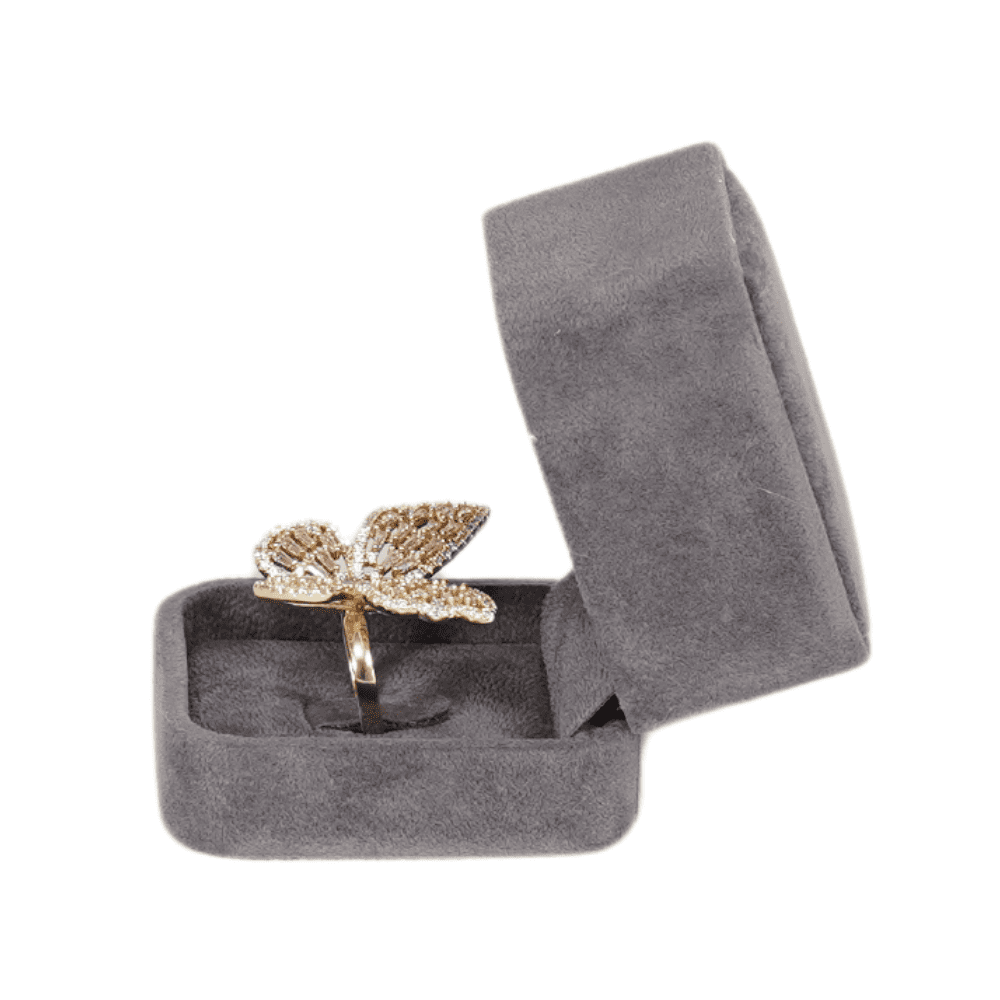 Velvet ring box dark grey jewellery box wholesale BXR85 open side