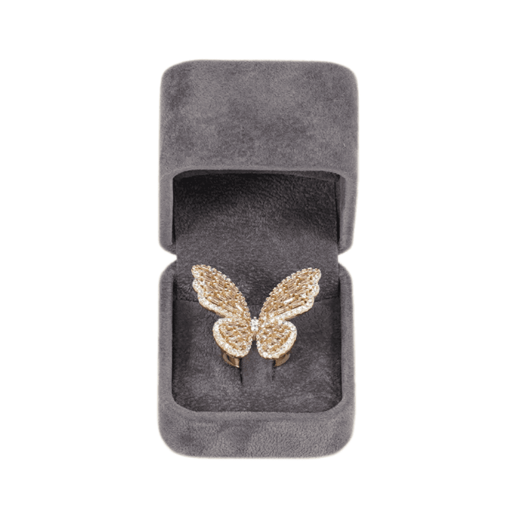 Velvet ring box dark grey jewellery box wholesale BXR85 display with ring top
