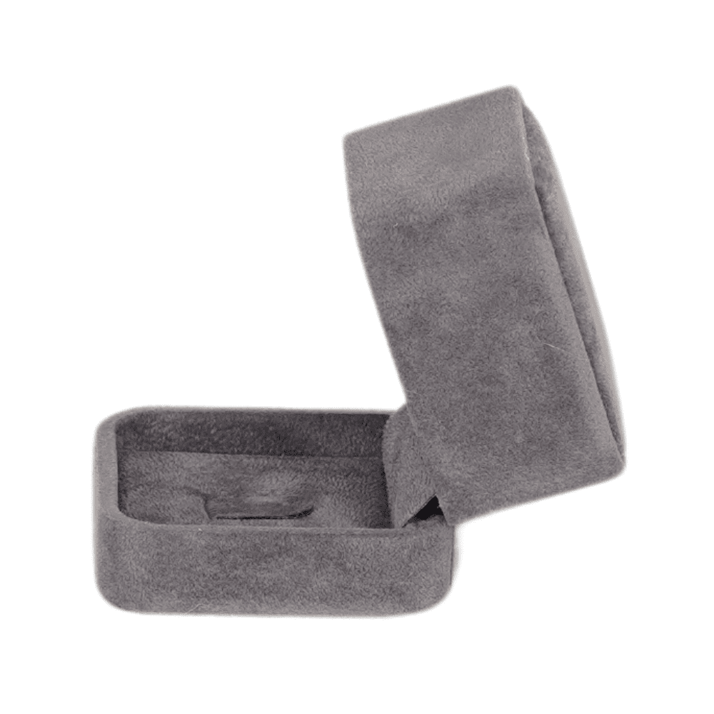 Velvet ring box dark grey jewellery box wholesale BXR85 open side1