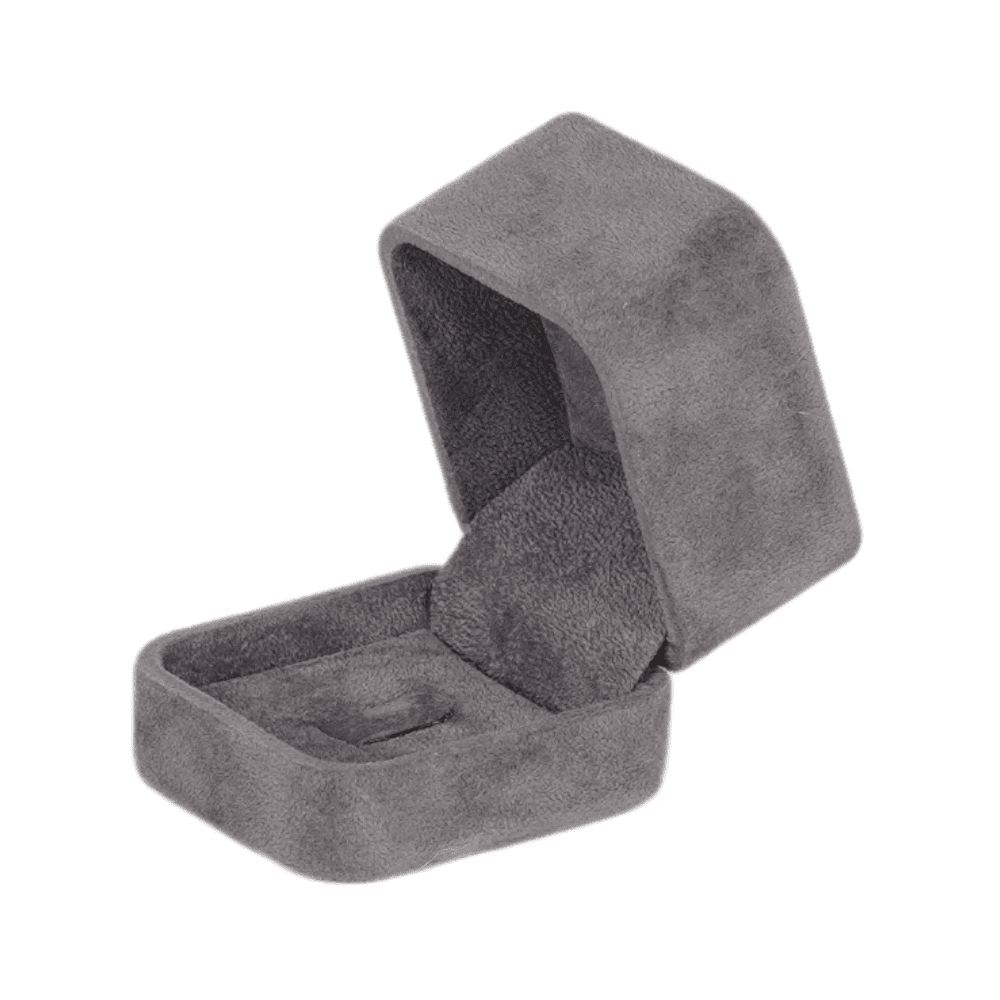 Velvet ring box dark grey jewellery box wholesale BXR85 open side