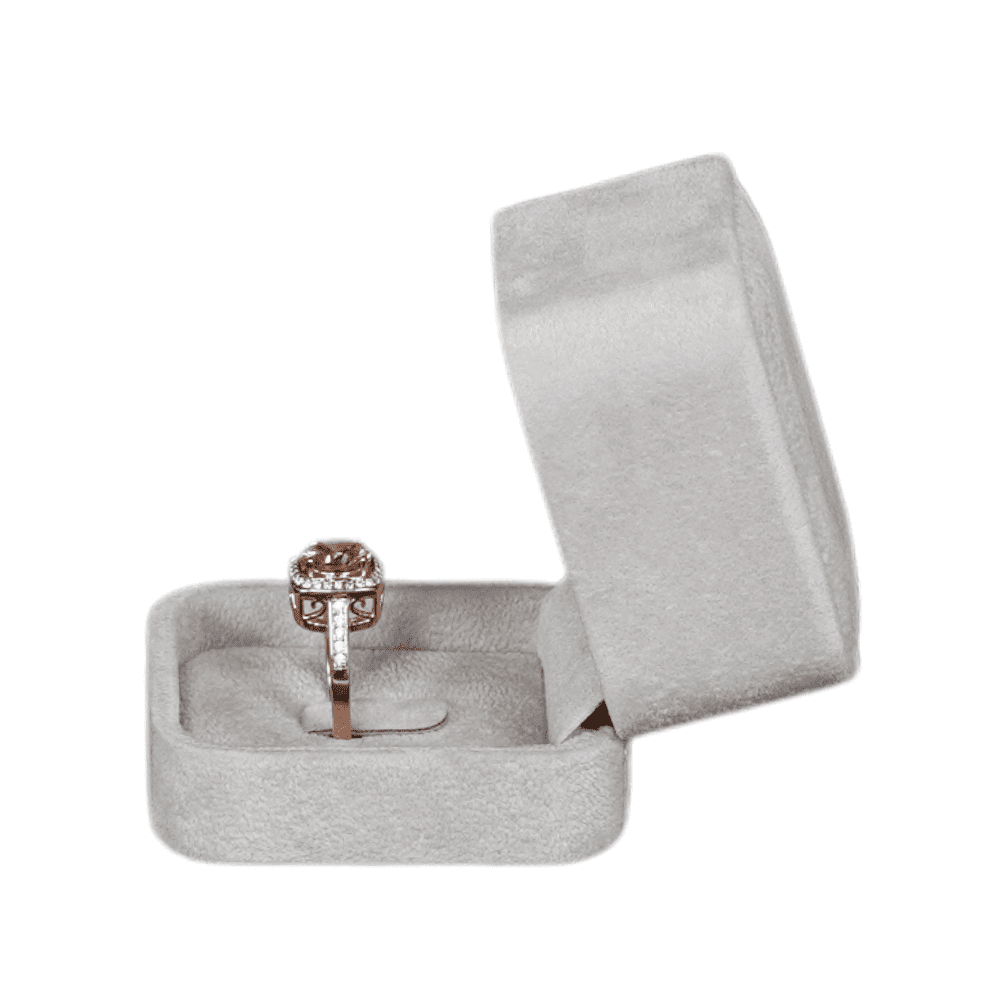 Velvet ring box grey jewellery box wholesale BXR85 display with ring side1
