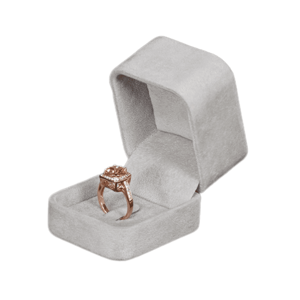 Velvet ring box grey jewellery box wholesale BXR85 display with ring side