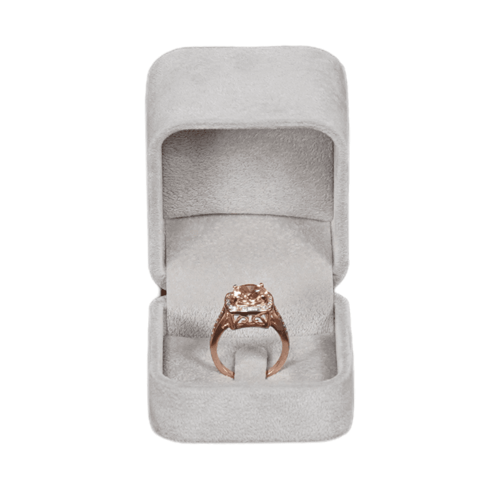 Velvet ring box grey jewellery box wholesale BXR85 display with ring front
