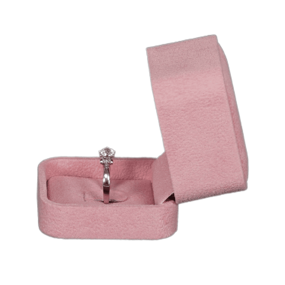 Velvet ring box pink jewellery box wholesale BXR85 display with ring side1