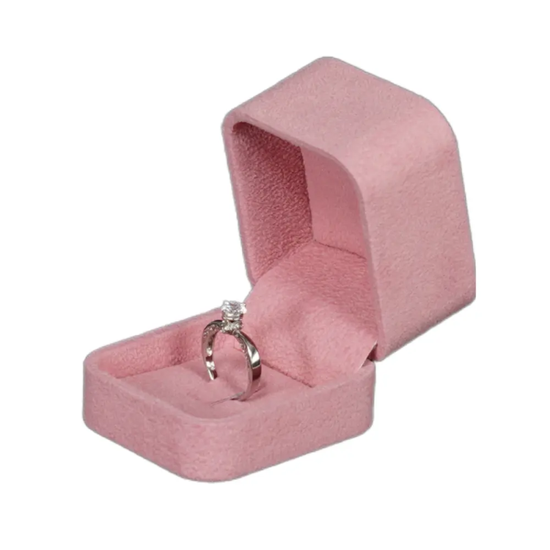 Velvet ring box pink jewellery box wholesale BXR85 display with ring side