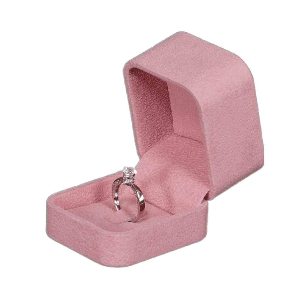 Velvet ring box pink jewellery box wholesale BXR85 display with ring side