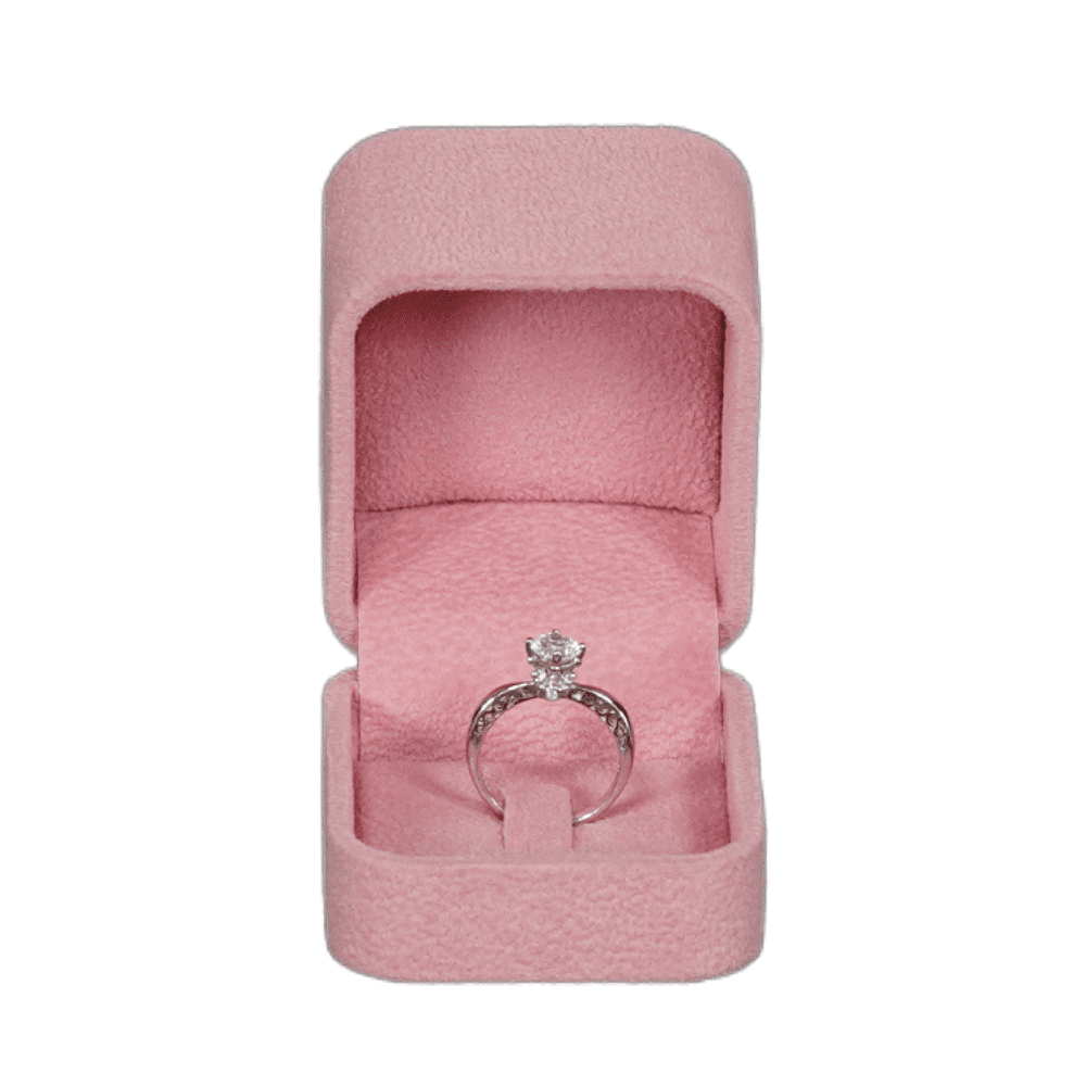 Velvet ring box pink jewellery box wholesale BXR85 display with ring front