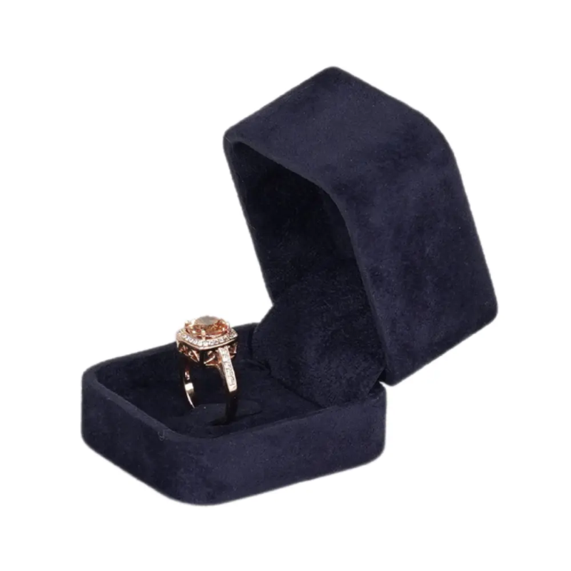 Velvet ring box royal blue jewellery box wholesale BXR85 display with ring side