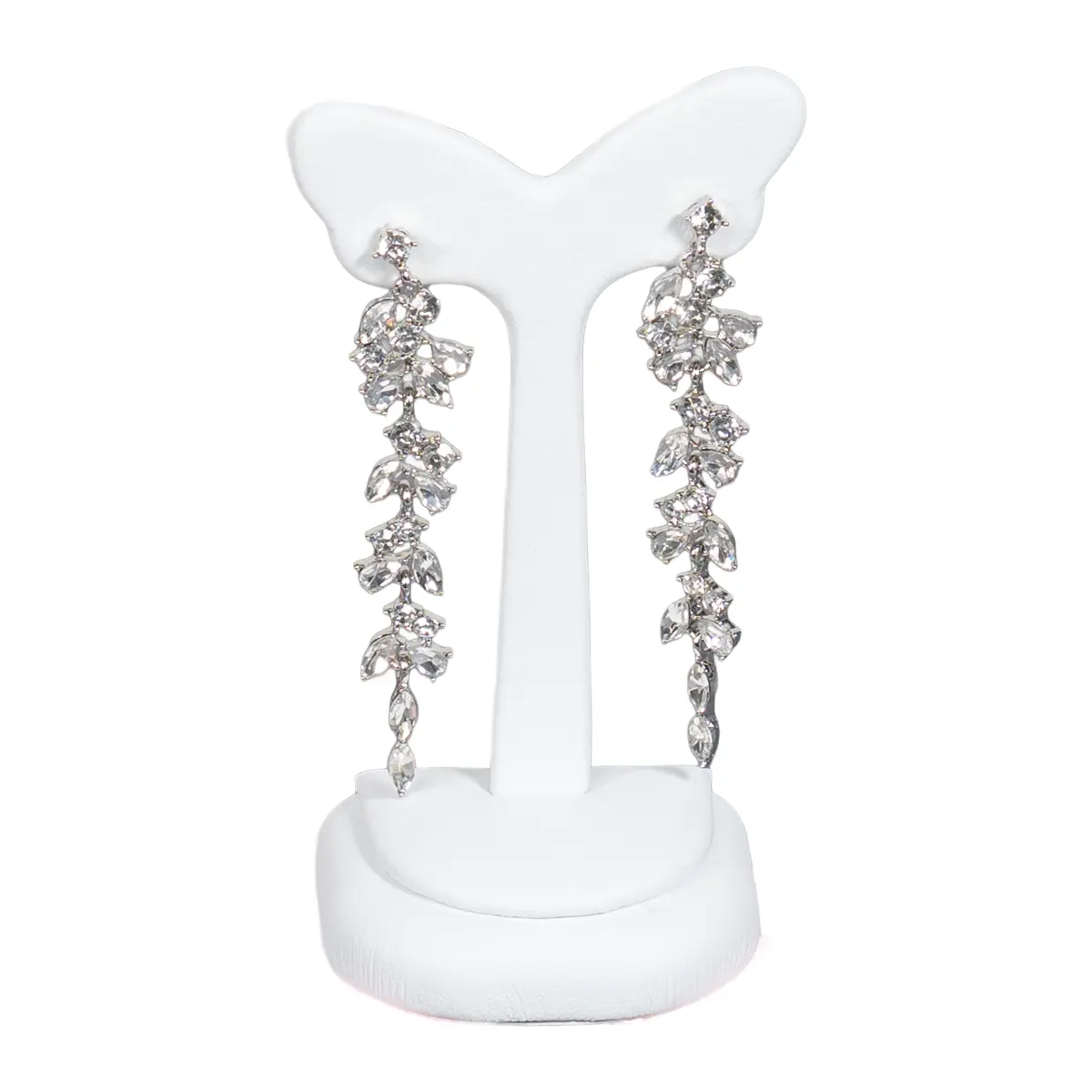 Earring Holder Stand large white front view with earring