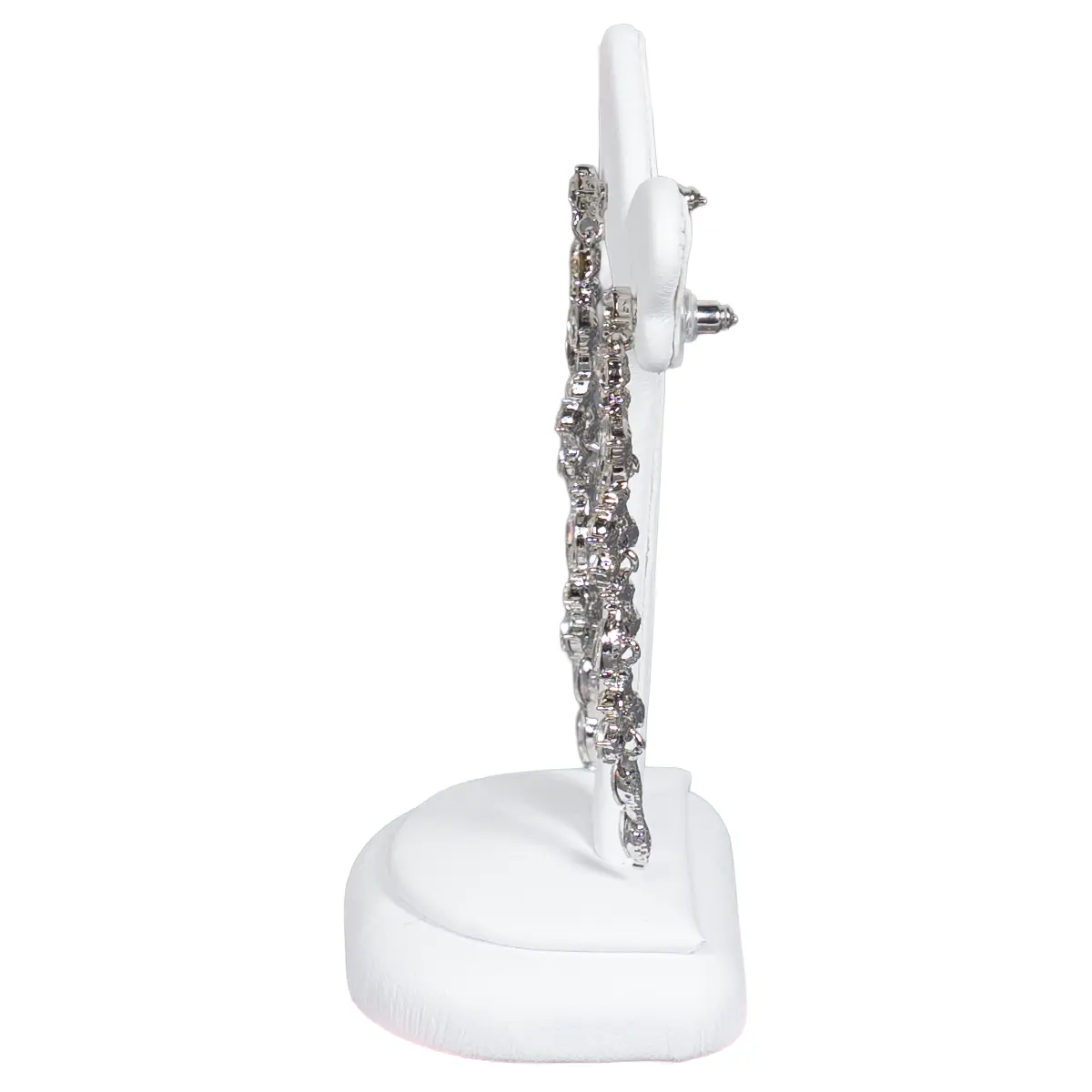Earring-Holder-Stand-large-white-side-view-with-earring-ES82LWH Earring Holder Stand large white side view with earring