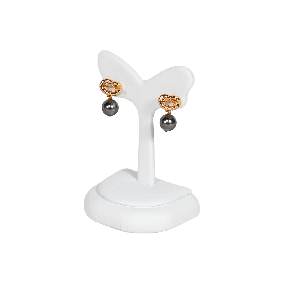 Earring-Holder-Stand-small-white-angle-view-with-earring-ES82SWH Earring Holder Stand small white angle view with earring