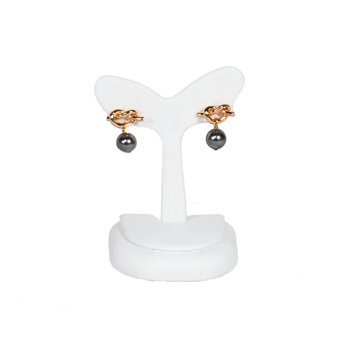 Earring Holder Stand small white front view with earring