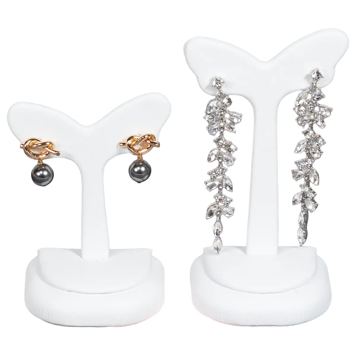 Earring Holder Stand white front view with earring