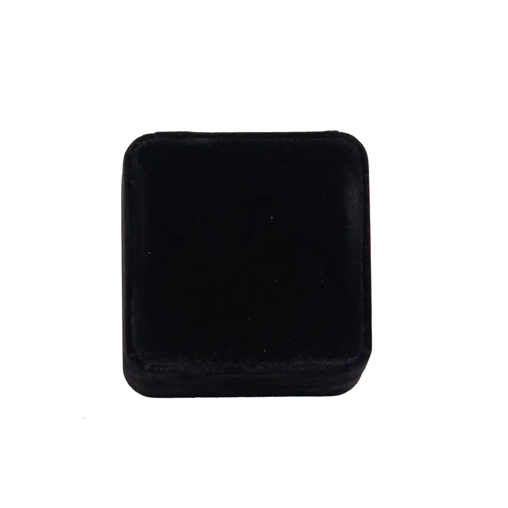 Earring Packaging Ring and earring box velvet black close top view BXER80