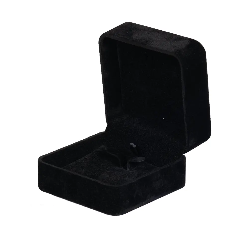 Earring Packaging Ring and earring box velvet black open angle view BXER80