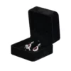 Earring Packaging Ring and earring box velvet black open angle view with jewellery BXER80