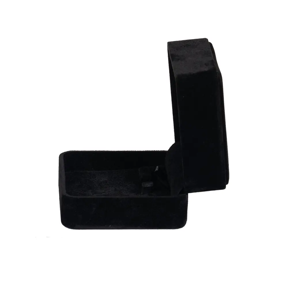 Earring Packaging Ring and earring box velvet black open side view BXER80