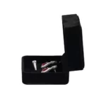 Earring Packaging Ring and earring box velvet black open side view with jewellery BXER80
