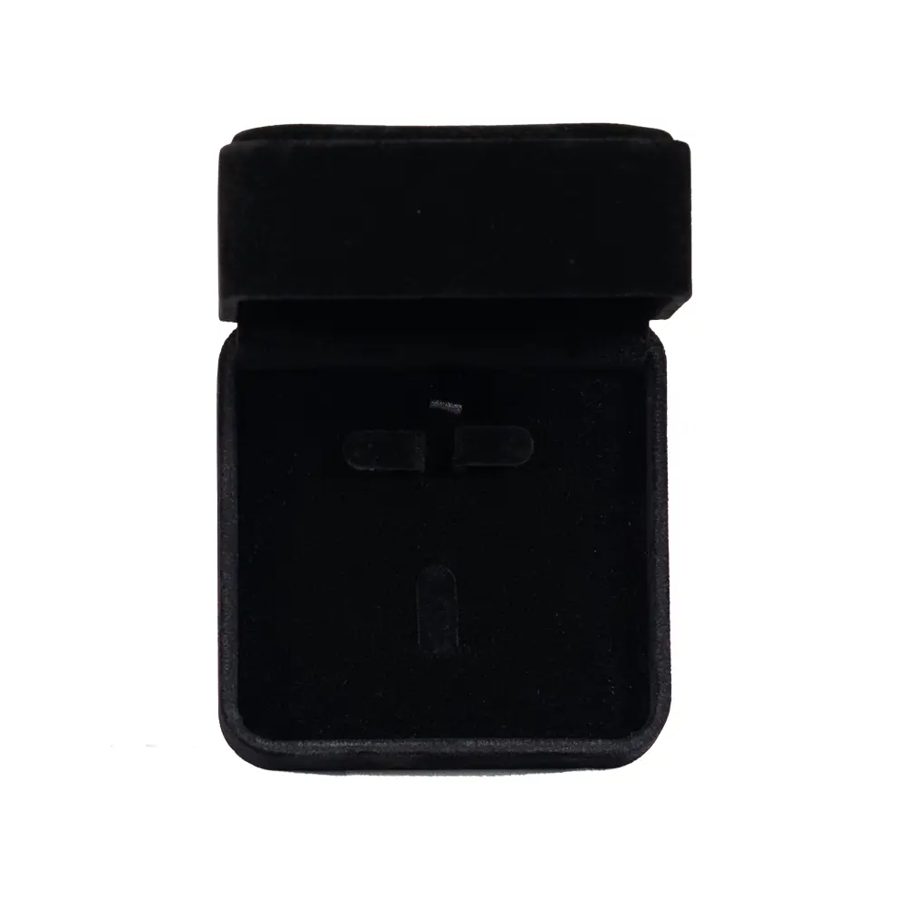 Earring Packaging Ring and earring box velvet black open top view BXER80
