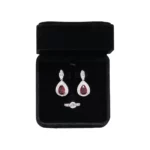 Earring Packaging Ring and earring box velvet black open top view with jewellery BXER80