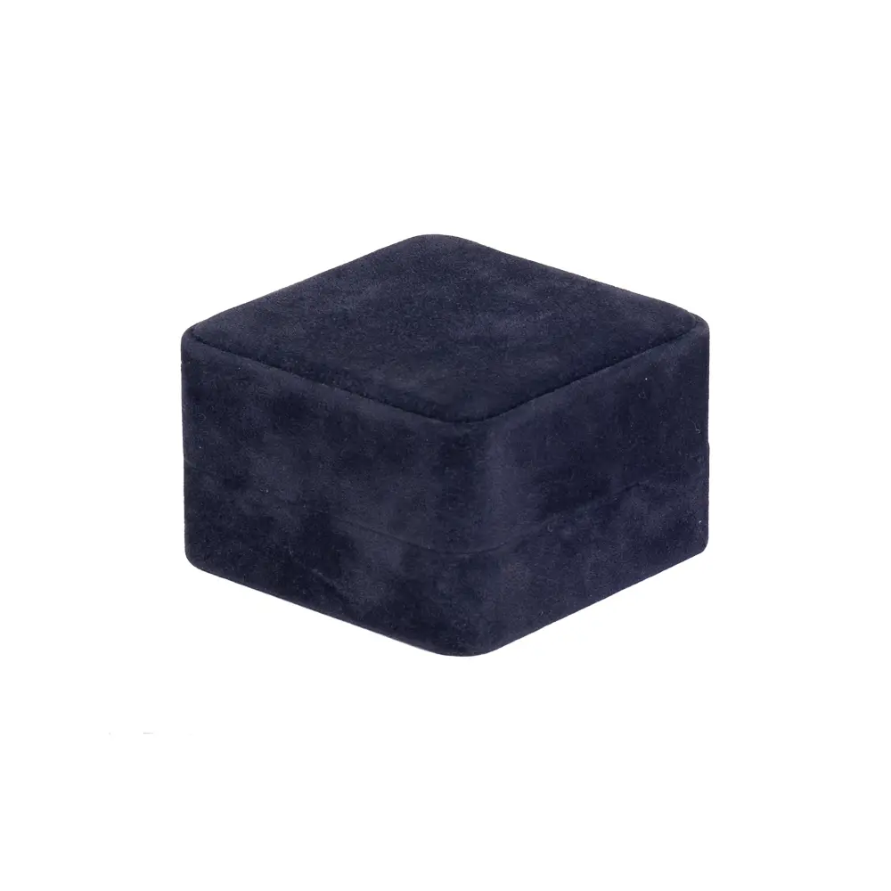 Earring Packaging Ring and earring box velvet blue close angle view BXER80