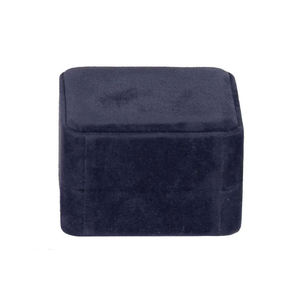 Earring Packaging Ring and earring box velvet blue close back view BXER80