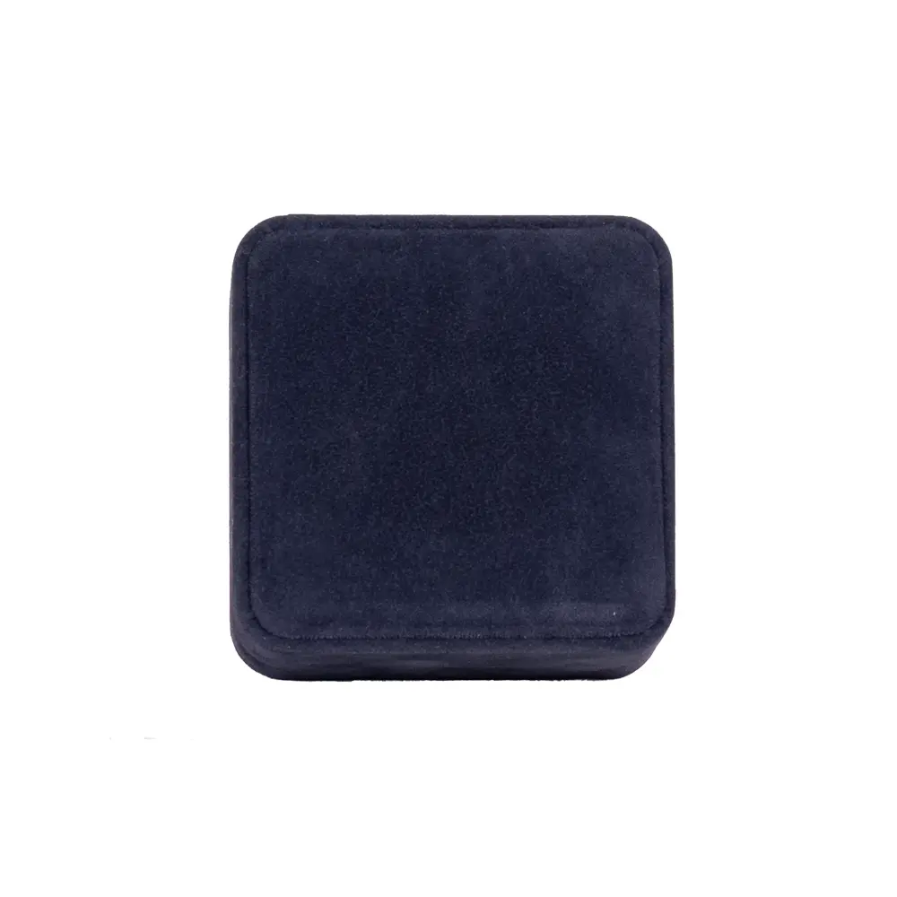 Earring Packaging Ring and earring box velvet blue close top view BXER80