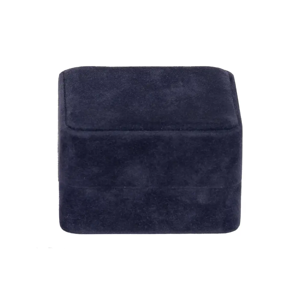 Earring Packaging Ring and earring box velvet blue front close front view BXER80