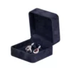 Earring Packaging Ring and earring box velvet blue open angle view with jewellery BXER80