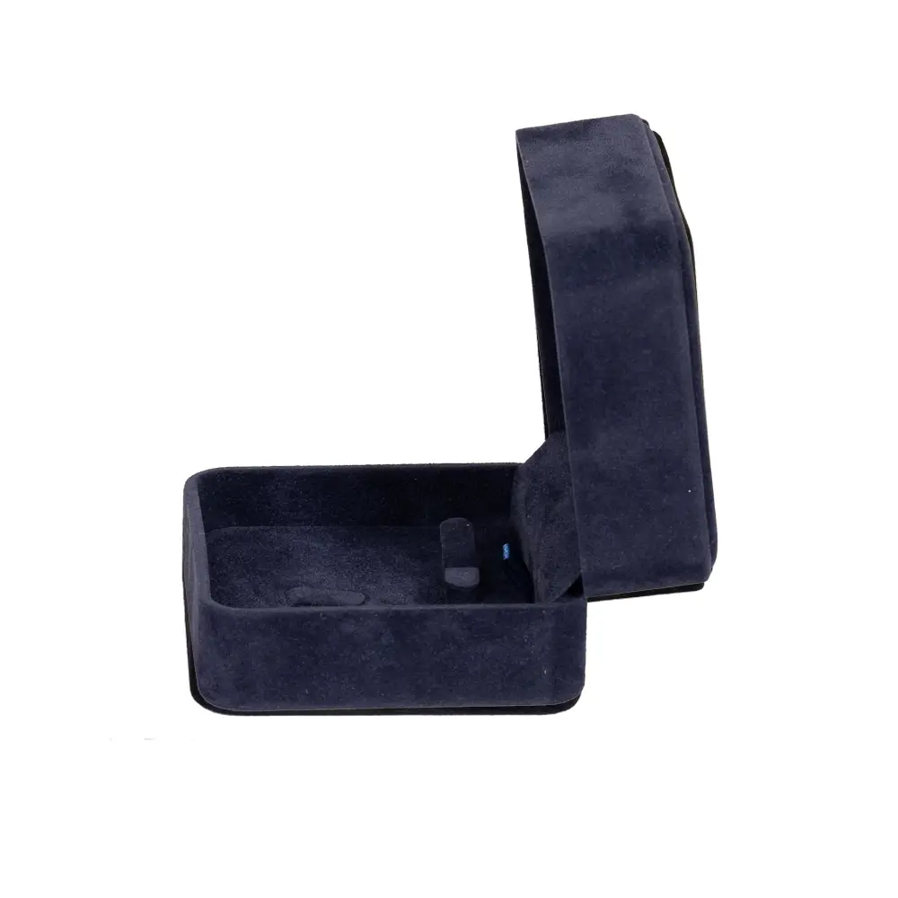 Earring Packaging Ring and earring box velvet blue open side view BXER80