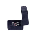 Earring Packaging Ring and earring box velvet blue open side view with jewellery BXER80