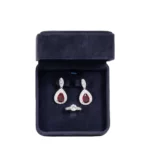 Earring Packaging Ring and earring box velvet blue open top view with jewellery BXER80