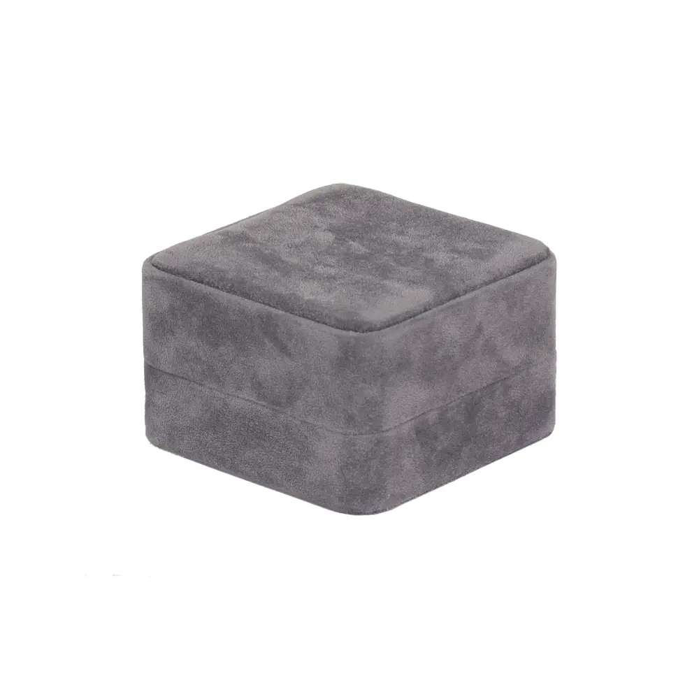 Earring Packaging Ring and earring box velvet-dark grey close angle view BXER80