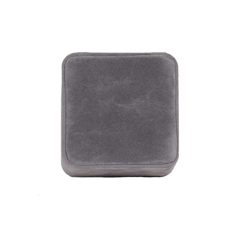 Earring Packaging Ring and earring box velvet dark grey close top view BXER80