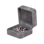 Earring Packaging Ring and earring box velvet dark grey open angle view with jewellery BXER80