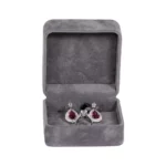 earring Packaging Ring and earring box velvet dark grey open front view with jewellery BXER80