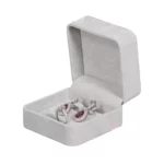 Earring Packaging Ring and earring box velvet grey open angle view with jewellery BXER80