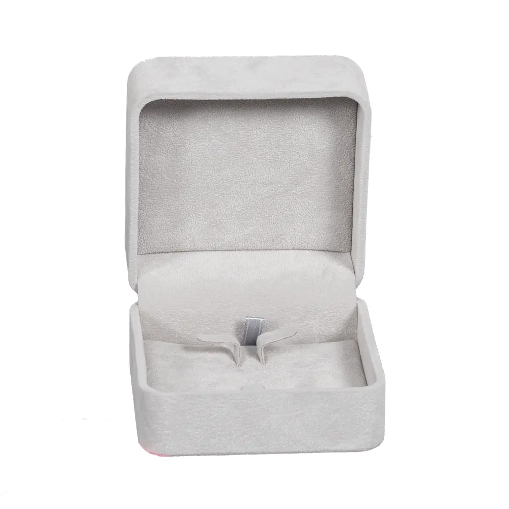 Earring-Packaging-Ring-and-earring-box-velvet-grey-open-front-view-BXER80 Earring Packaging Ring and earring box velvet grey open front view BXER80