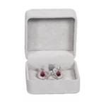 Earring-Packaging-Ring-and-earring-box-velvet-grey-open-front-view-with-jewellery-BXER80 Earring Packaging Ring and earring box velvet grey open front view with jewellery BXER80