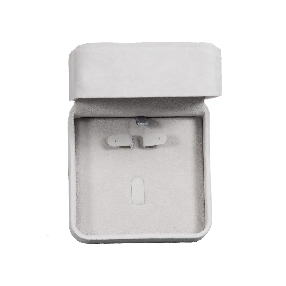 Earring-Packaging-Ring-and-earring-box-velvet-grey-open-top-view-BXER80 Earring Packaging Ring and earring box velvet grey open top view BXER80