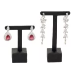 Earring-display-stand-black-front-view-with-earring-ES80BL Earring display stand black front view with earring