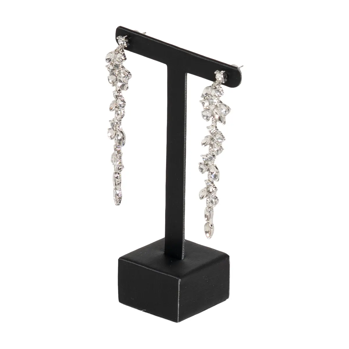 Earring-display-stand-large-black-angle-view-with-earring-ES80LBL Earring display stand large black angle view with earring