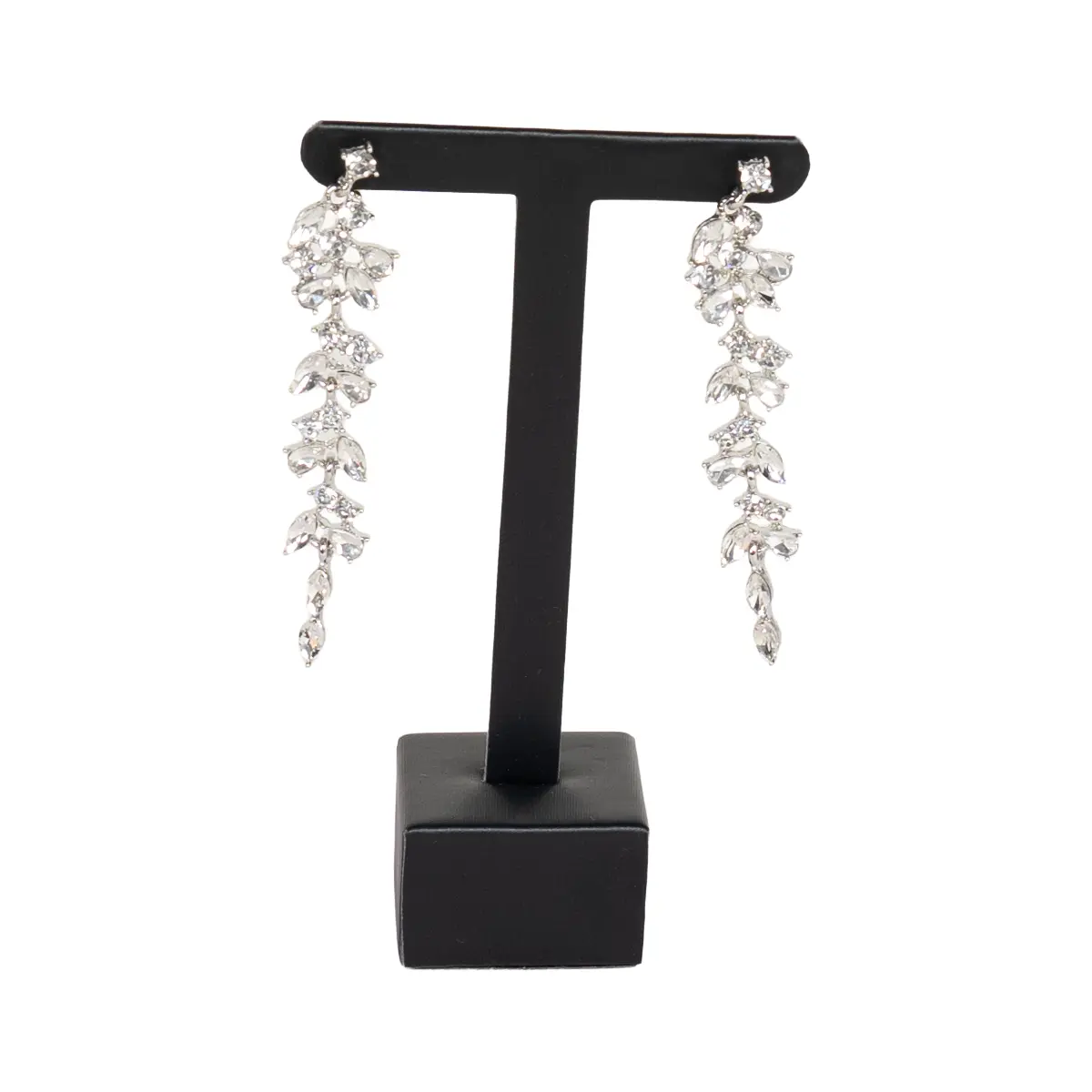 Earring display stand large black front view with earring