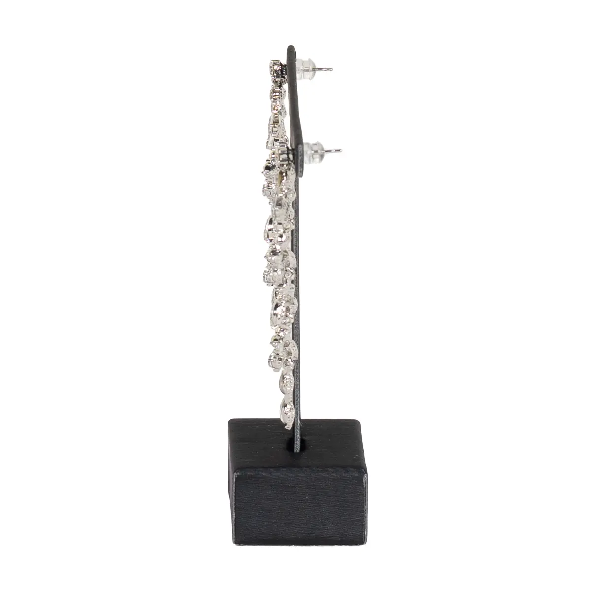Earring-display-stand-large-black-side-view-with-earring-ES80LBL Earring display stand large black side view with earring