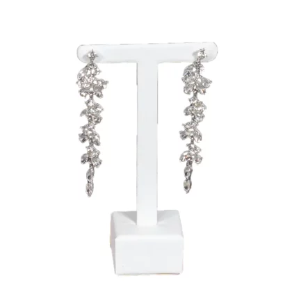 Earring display stand large white front view with earring