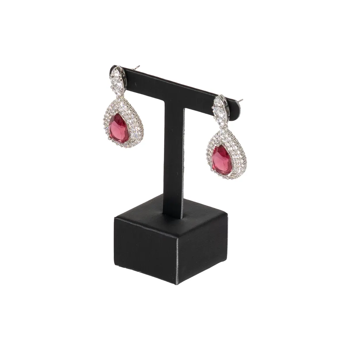 Earring display stand small black angle view with earring