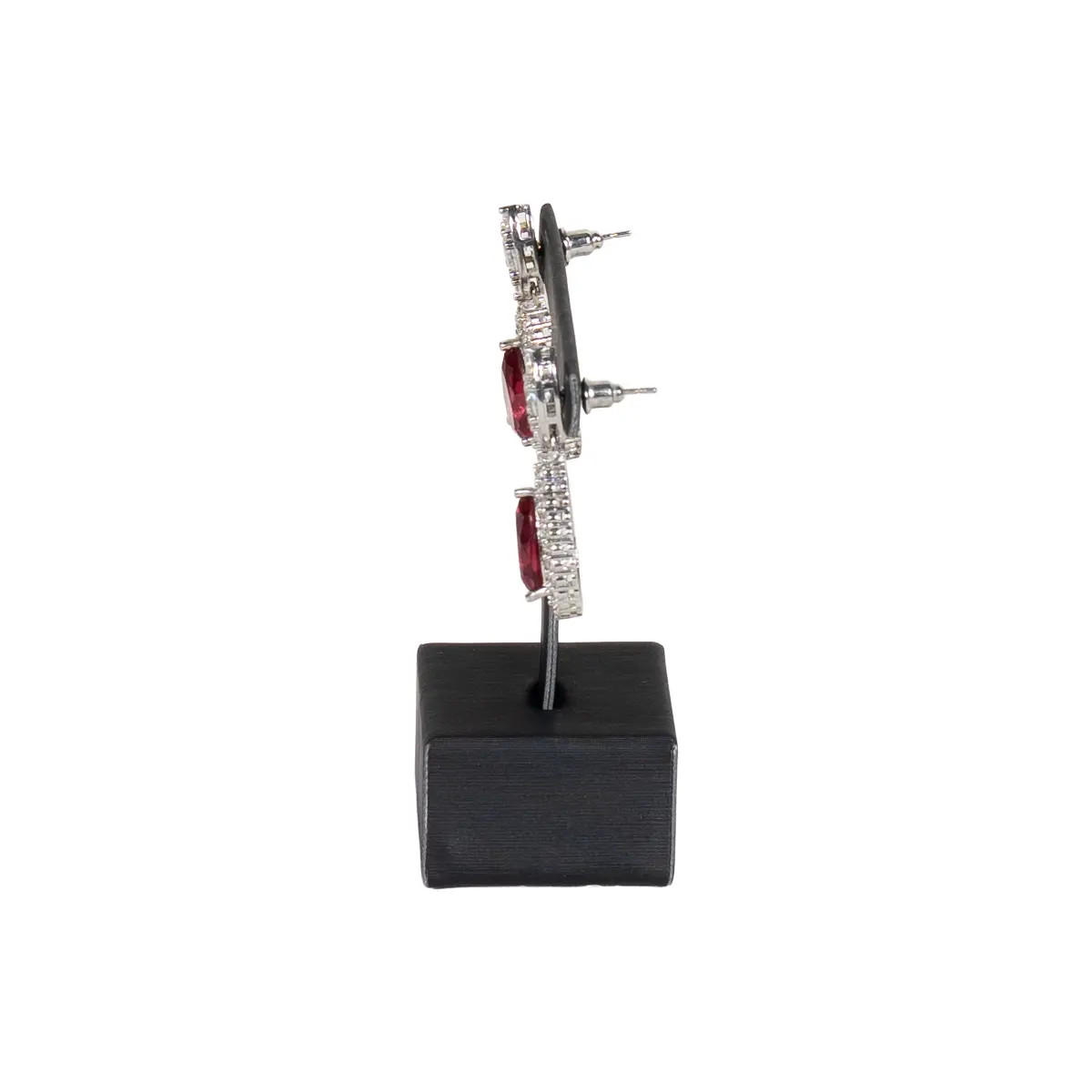Earring display stand small black side view with earring
