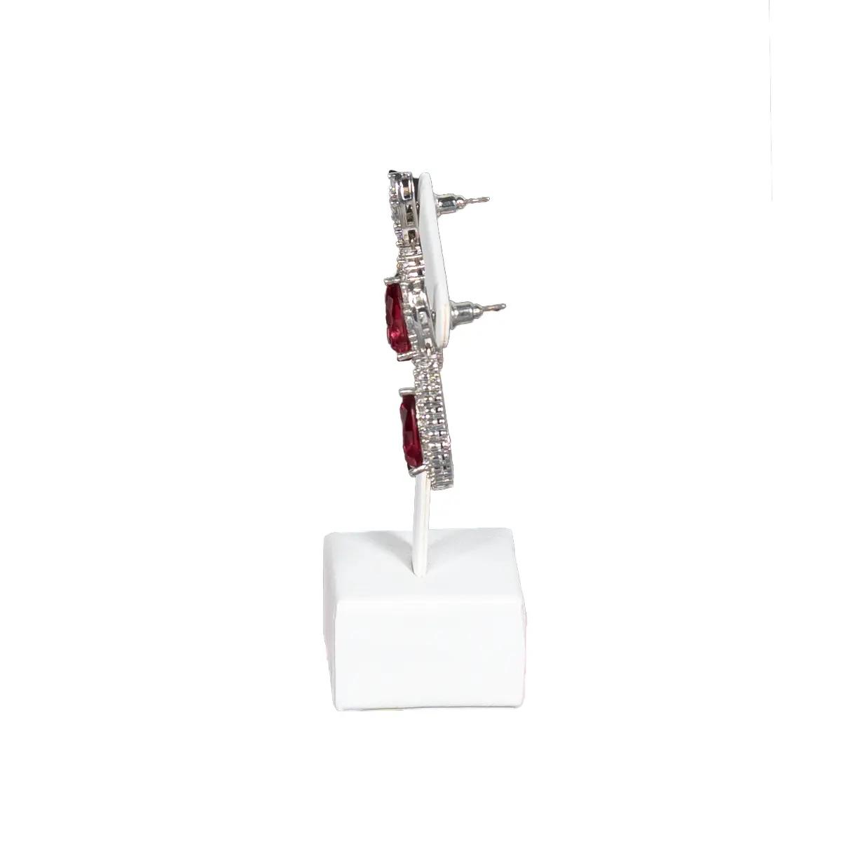 Earring display stand small black white view with earring