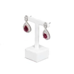 Earring display stand small white angle view with earring